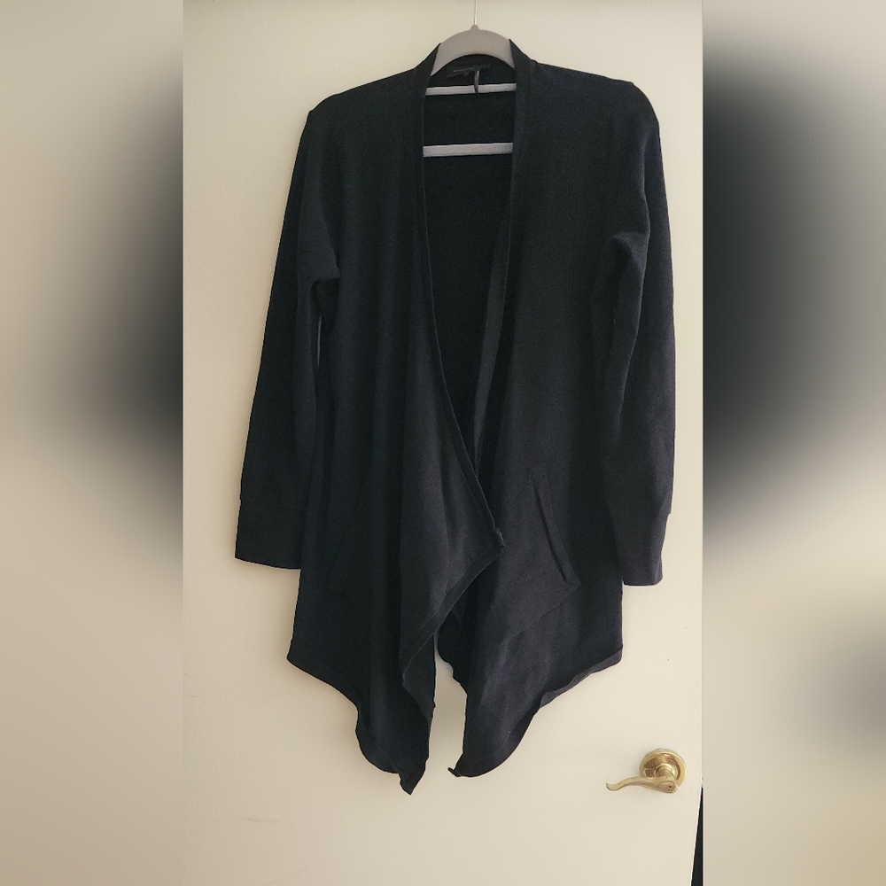 Donna Karan New York Long Black  Open Cardigan